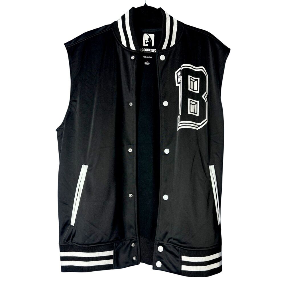 Rocawear Mens Black Brooklyn USA Sleeveless Varsity Vest Sz L Athletic Sport NWT